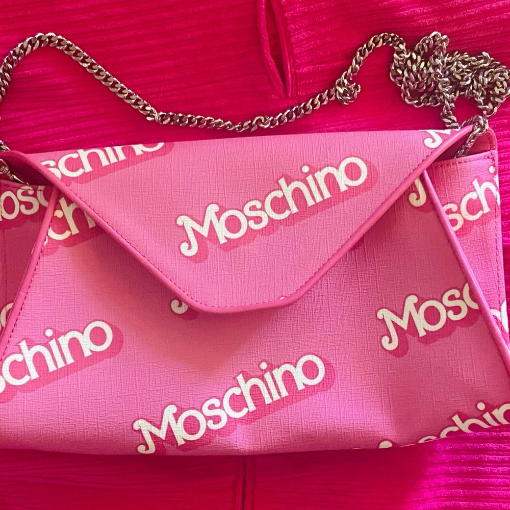 Moschino Pink BARBIE Clutch with Chain Strap